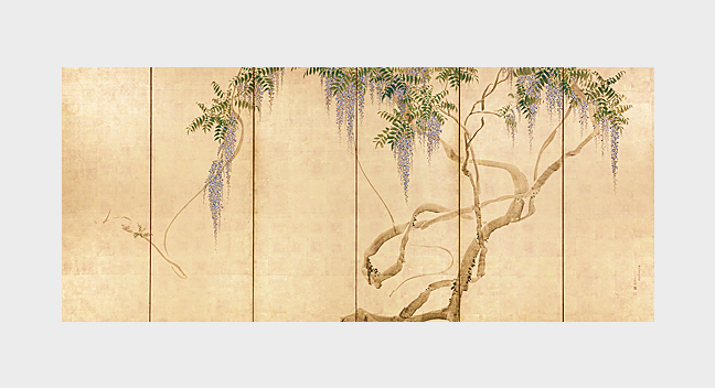 円山応挙円山応挙、藤花図屏風、超希少・大判画集画、新品高級額装付