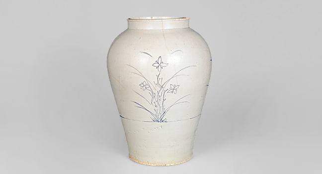 Jar with Flower and Plant Design