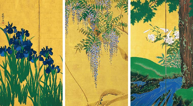 国宝・燕子花図と藤花図、夏秋渓流図 画像