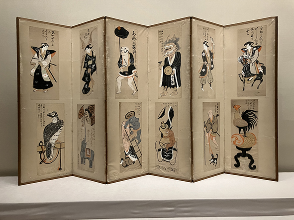 大津絵貼交屏風