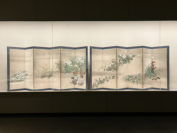 四季草花図屏風