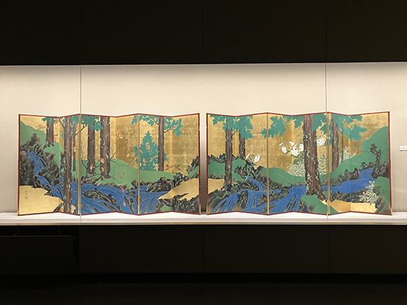夏秋渓流図屏風