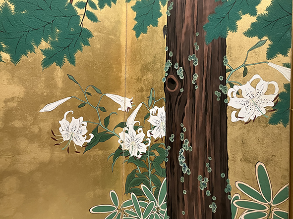夏秋渓流図屏風