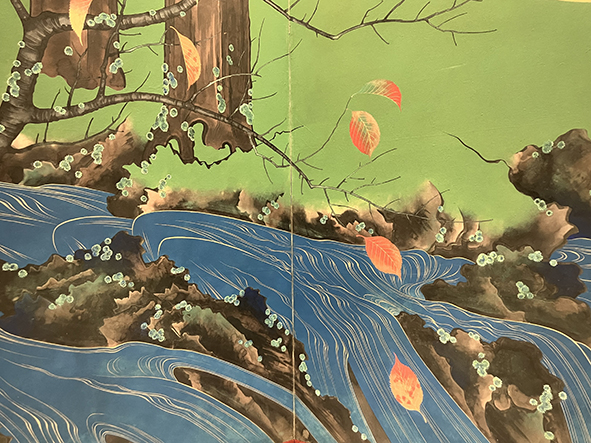 夏秋渓流図屏風